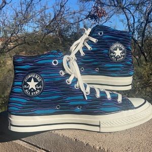 New Chuck 70 Blue Knit Converse Hi Top Sneakers